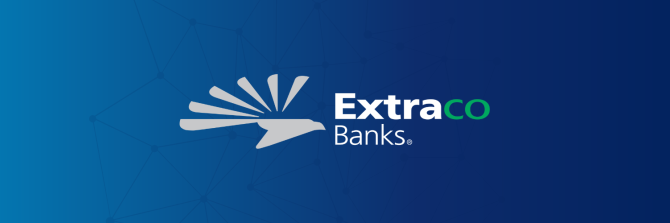 Extraco Banks logo with blue background